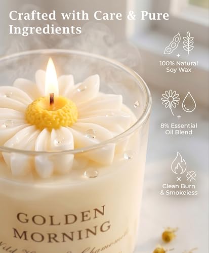 Scented Candles for Women - Aromatherapy Natural Soy Candles 4 Pack, Unique Floral Design, Relaxation Gifts for Mother’s D...