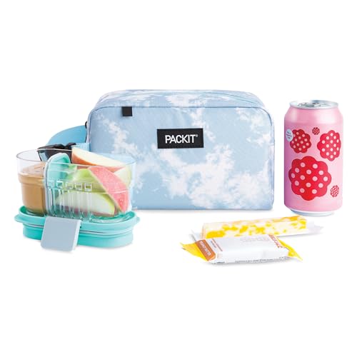 PackIt Freezable Snack Box, Blue Sky, Built with EcoFreeze Technology, Collapsible, Reusable, Zip Closure with Buckle Hand...