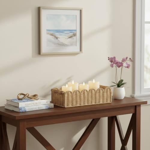 CubesLand Scalloped Edge Toilet Paper Storage Basket, Living Room Home Cozy Decor Basket, Paper Rope Small Baskets for Ove...