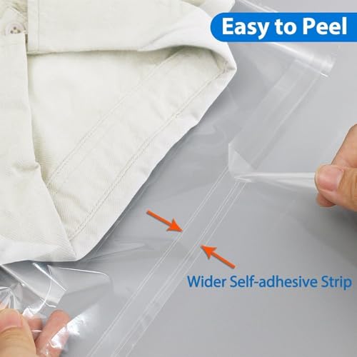 PigPotParty Cellophane Bags 9"x12", Clear Plastic T Shirt Bags with Adhesive, 100 Pcs Self Sealing Cello Bags for Tshirt P...