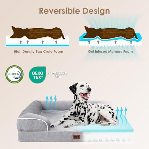 EHEYCIGA Orthopedic Dog Beds for Extra Large Dogs 44x32Inch, Waterproof Memory Foam XL Pet Bed with Sides, Non-Slip and Eg...