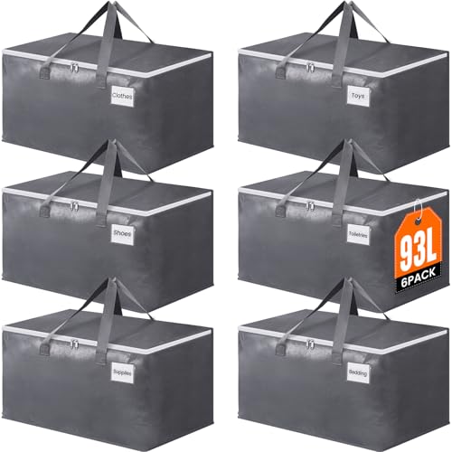 BlissTotes Large Moving Bags, Storage Bags with Zippers, Handles Moving Supplies with lids, Heavy Duty Totes for Storage B...