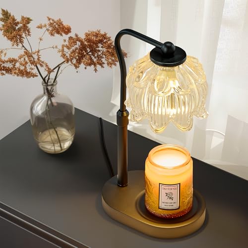 CASTLELIFE Candle Warmer Lamp with Timer & Stepless Dimming, Height Adjustable Electric Wax Warmer for Jar Candles, Flower...