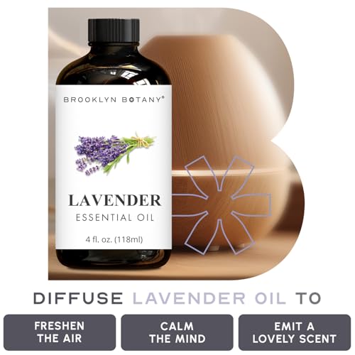 Brooklyn Botany Lavender Essential Oil - Huge 4 Fl Oz - 100% Pure and Natural - Premium Grade with Dropper - for Aromather...