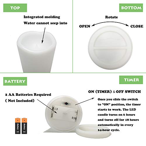 Waterproof Outdoor Flameless Pillar Candle with Timer Battery Operated Electric LED Candle Set for Gift Home Décor Party W...