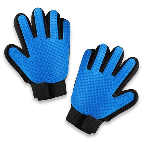Pets First Dog Grooming Gloves Best Professional Deshedding, Brushing, Cleaning Mitt Tool for Small, Medium or Large Dogs...