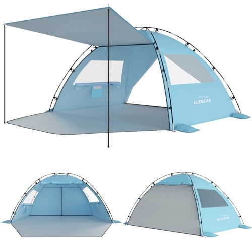 Elegear CumbreX™ Beach Tent Sun Shelter with Canopy, 4-5 Person Pop Up Beach Tent, Easy Setup UPF 50+ UV Protection Portab...
