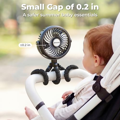 AMACOOL Battery Operated Stroller Fan, Baby Travel Essentials for Beach Disney, Newborn Boy & Girl Showers Gifts Registry ...