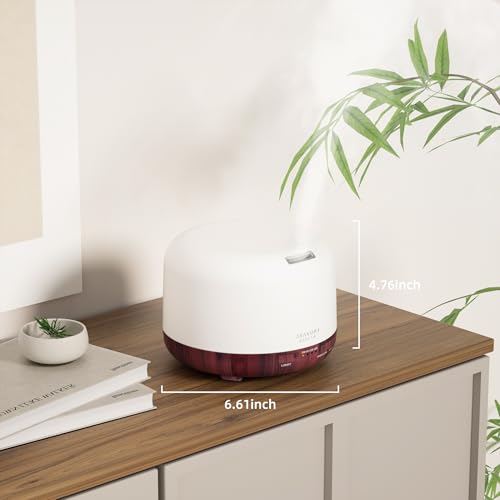 ASAKUKI Essential Oil Diffuser for Home, 500ML Aromatherapy Diffuser Humidifier with Remote Control, 7 Color LED Lights, Q...