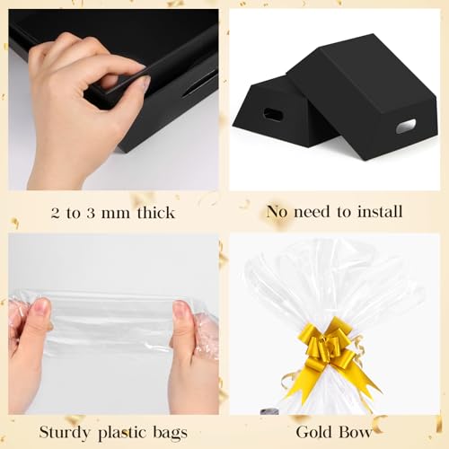 AFOROEOA 10PACK Black Baskets For Gifts Empty, 10x12”Thick Kraft Gift Basket with 10 Bows 10 Bags Empty Gift Baskets for C...