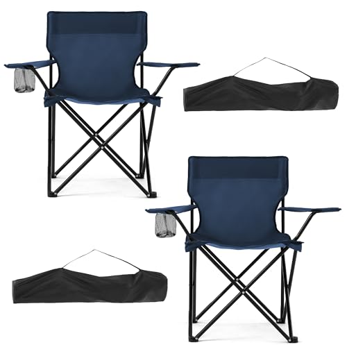 Canpsky 2-Pack Lightweight Portable Camping Chairs, Compact Folding Lawn Chairs with Cup Holder & Carry Bag for Outdoor, B...