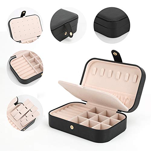 FEISCON Small Jewelry Box Necklace Ring Storage Organizer Mini Jewelry case Double Layer Travel Jewelry Organizer for Wome...