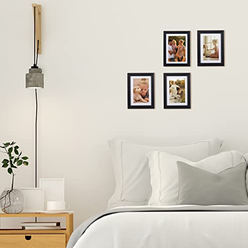 Giftgarden 4x6 Picture Frame Set of 4, 5x7 Frames Matted to 4 by 6 Pictures with Mat or 5 by 7 Photos without Mat, Wall Ha...