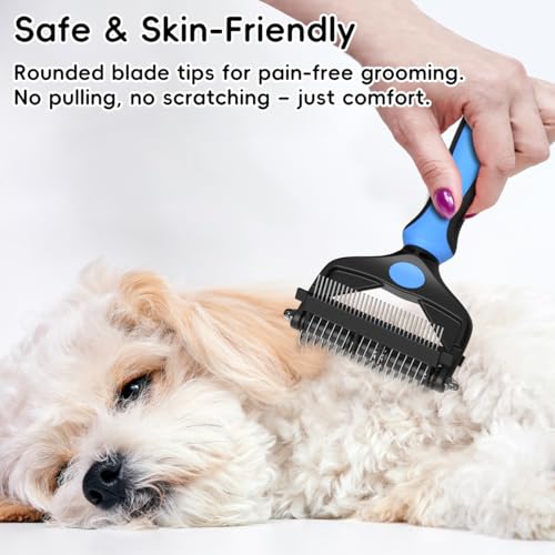 AXEFUN 3-in-1 Professional Pet Grooming Brush for Dogs & Cats – Dematting Comb, Undercoat Rake & Deshedding Tool for Long...