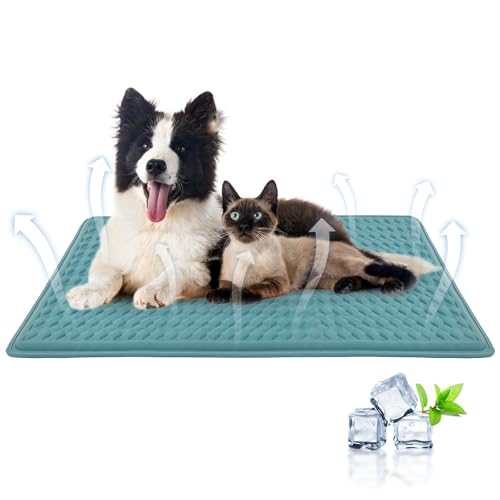 GOLOPET Newly Upgraded Dog Cooling Mat 34x23 in,Ice Breathable Fabric, Solid Silicone Honeycomb Heat Dissipation Structur...