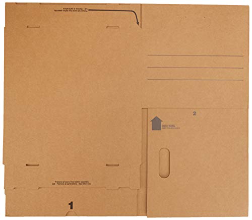 Amazon Basics Moving and Storage Boxes with Handles and Lift-Off Lids, Medium, 19" x 14.5" x 15.5", Brown, 10-Pack