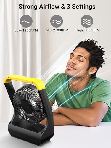 Gazeled Battery Powered Fan, Long Lasting Battery Operated Fans for Camping, Portable D-Cell Desk Fan with Timer, 3 Speed...