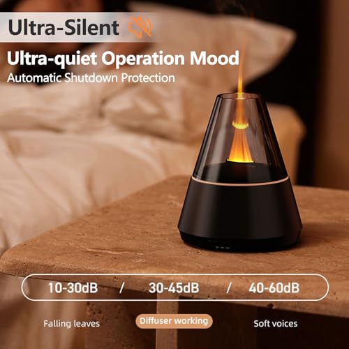 Flame Essential Oil Diffuser, Upgrade 7 Colour Lights Aromatherapy Diffuser, Oil Diffuser, Air Humidifier, Aroma Diffusers...