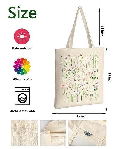 AUSVKAI Canvas Tote Bag Aesthetic for Women, Cute Reusable Cloth Cotton Bags for Shopping Beach Grocery