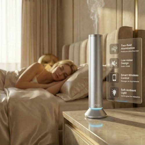 Waterless Essential Oil Diffuser – Smart App & Remote Control, 4000 Sq Ft Coverage, Quiet Aroma Diffuser for Large Room Ho...