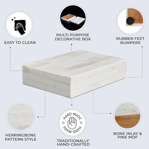 Handicrafts Home Small Decorative Box with Lid – 6x8x1.5” Trinket, Remote Control & Keepsake Memory Box, Decorative Accent...