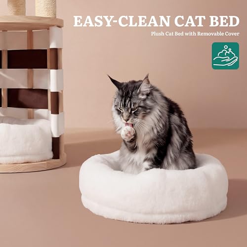 YITAHOME Stable Pine Wood Cat Tree, Multi-Level Cat Tower with Cat House, Observation Perches, Plush Bed, Sisal Scratching...