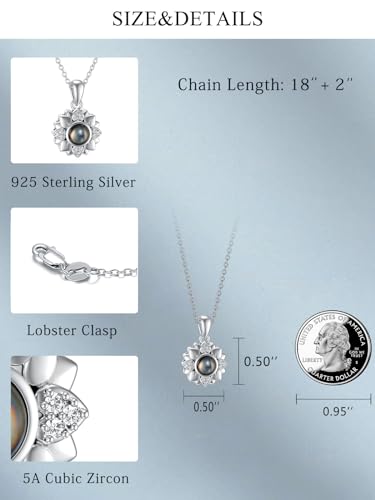 Dorunmo Mother's Day Gifts Personalized Photo Projection Necklace Sterling Silver Heart/Celtic Knot/Infinity/Butterfly/Dra...
