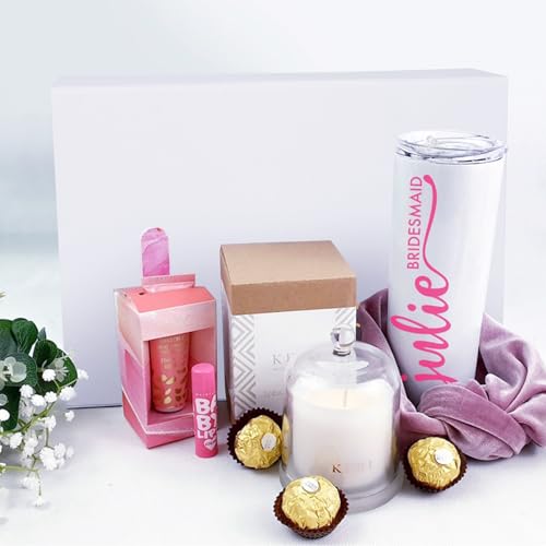 Aimyoo White Collapsible Gift Box with Magnetic Closure Lids 13.8x9x4.3 in, Large Bridesmaid Groomsman Proposal Boxes, Rec...