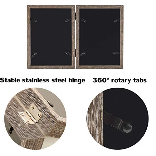 5x7 Picture Frames Double Hinged MDF Wood Grain Shadow Box with Glass Front Stand Vertical on Tabletop