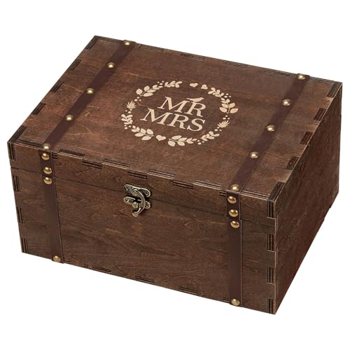 AW BRIDAL Large Mr and Mrs Wedding Keepsake Box with Lids, Engraved Wooden Storage and Decorative Box, Bridal Shower Gifts...