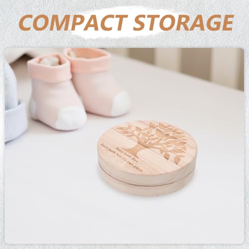 Toddmomy Baby Tooth Box 4.72X4.72X1.37In Wooden Keepsake Storage Case for Newborns Kids Tooth Holder Memory Collection Gift