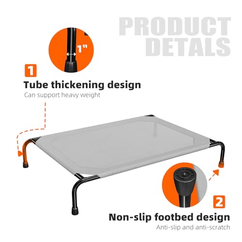 Simple Trending Raised Dog Bed for Large Dogs, Waterproof XL Dog Cot, Outdoor Cooling Elevated Pet Bed Load 200lb, 47.75" ...