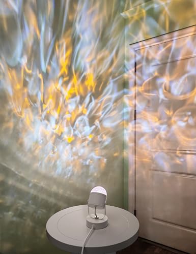 Joyzy Plug in Dynamic Ocean Wave Table Lamp Water Ripple Night Light Projector for Room Christmas Party Decoration Lightin...