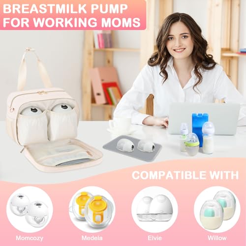 PIIOSER Breastmilk Cooler Bag with Ice Pack, Fits 6 Baby Bottles Up to 9 Ounce, Insulated Bottle Travel Bags with Shoulder...