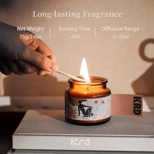 KRD Scented Candles Gift Set for Women, 6 Pack Strong Fragrance, 15.6oz Total (6x2.6oz), 120H Burn, Long Lasting Aromather...
