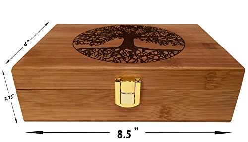 Tree of Life Keepsake Box - Wooden Keepsake Box with Hinged Lid - Engraved Design - Decorative Wooden Boxes with Lids - Wo...