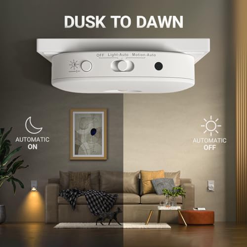 Lyridz Plug in Night Light with Motion Sensor and Dusk to Dawn Sensor, Dimmable Warm Nightlight with 1-50lm Adjustable Bri...
