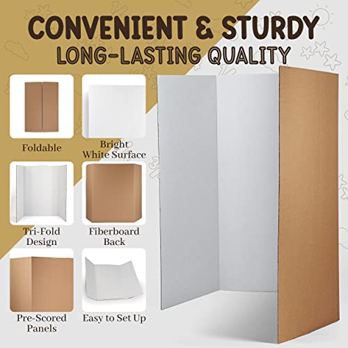 White Trifold Presentation Board 36" x 48" (Pack of 2) Self-Adhesive Science Subtitles Included - Display Exhibition Board...