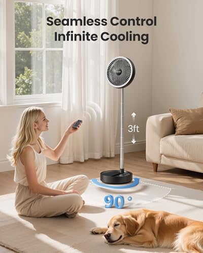 Gaiatop Portable Pedestal Fan 16000mAh Battery [Max 74h Runtime], Foldable Oscillating Standing Fan, Collapsible Desk Fan...