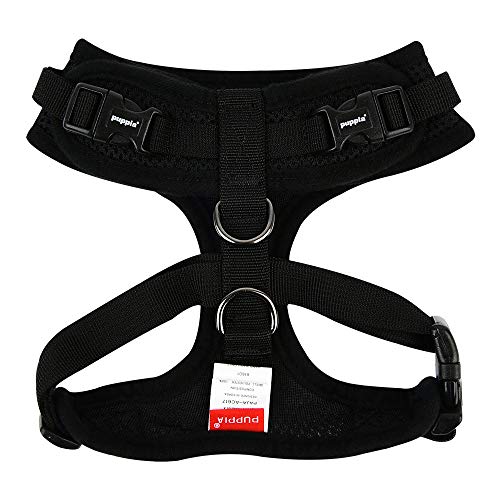 Authentic Puppia RiteFit Harness with Adjustable Neck, Black, Large