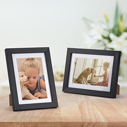 Giftgarden 4x6 Picture Frame Set of 4, 5x7 Frames Matted to 4 by 6 Pictures with Mat or 5 by 7 Photos without Mat, Wall Ha...