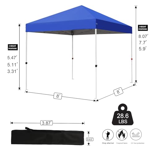 Northroad 8X8 FT Pop Up Canopy, Outdoor Instant Canopy Tent w/Carrying Bag, Portable Gazebo Shelter for Wedding Party,Comm...