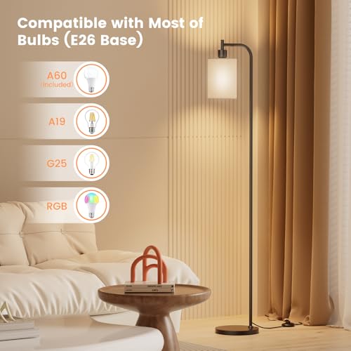 SIBRILLE Floor Lamp with Linen Shade, Dimmable Tall Standing Lamp with Remote Control & 3 Color Temperatures, Modern Floor...