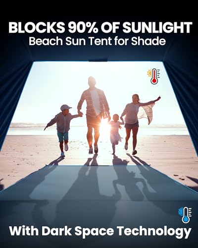 OutdoorMaster Beach Tent with Blackout Shelter Technology, Portable Sun Shade Shelter 4 Person, Pop Up Beach Tents with UP...