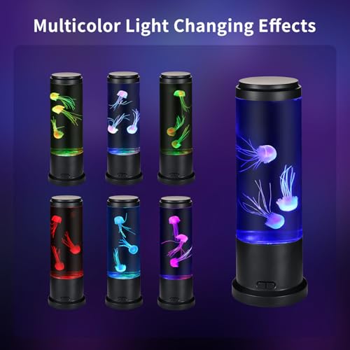 EDIER Jellyfish Lamp, 11 Inch Jellyfish Aquarium with Color Changing Light, Noiseless Pump, USB Powered Mood Light for Hom...