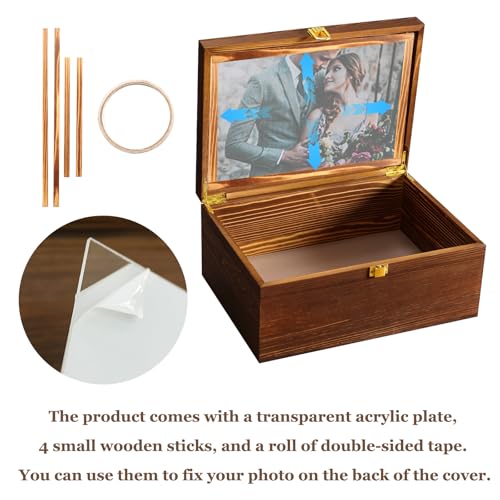 GLOMAXLY Wooden Keepsake Box Large Tree of Life - Decorative Memory Boxes with Hinged Lid and Photo Frame Durable Wood Gif...