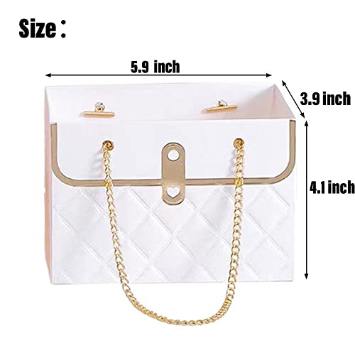 NADUSEP 4 PCS Flower Paper Gift Bag, Bouquet Storage Bucket Florist Handbag with Metal Chain, Wedding Gift Wrap Bag Flower...