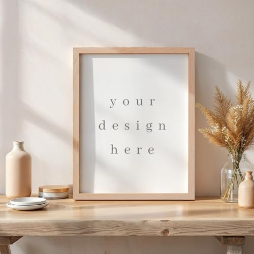 puthiac 11x14 Solid Oak Wood Picture Frame, Fits 8x10 with Mat or 11x14 Without Mat, Wall Display Only, Vertical or Horizo...