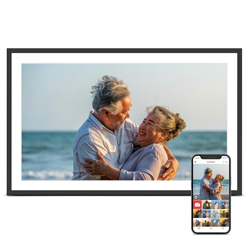 Digital Picture Frame, 15.6 Inch Large Frameo Digital Photo Frame WiFi, 32GB, 1920 * 1080 IPS HD Touch Screen, Tabletop&Wa...