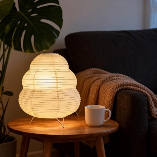 Fosinz Cute Paper Lamp, Ambient Lighting Lamp, Cozy Accent Side Table Lamp, Small Warm Glow Light for Bedroom Living Room ...